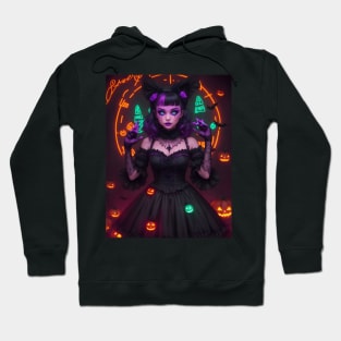 Halloween Spooky Neon Black Magic Witch Hoodie